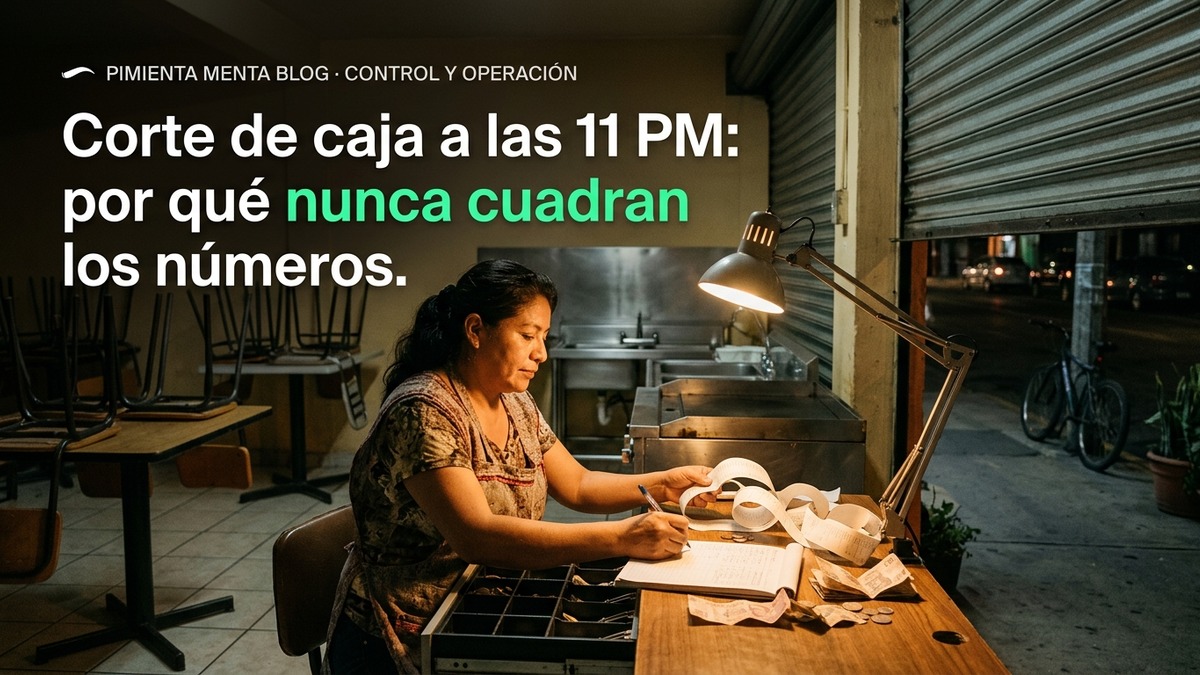 Cajón de caja registradora con billetes durante corte nocturno