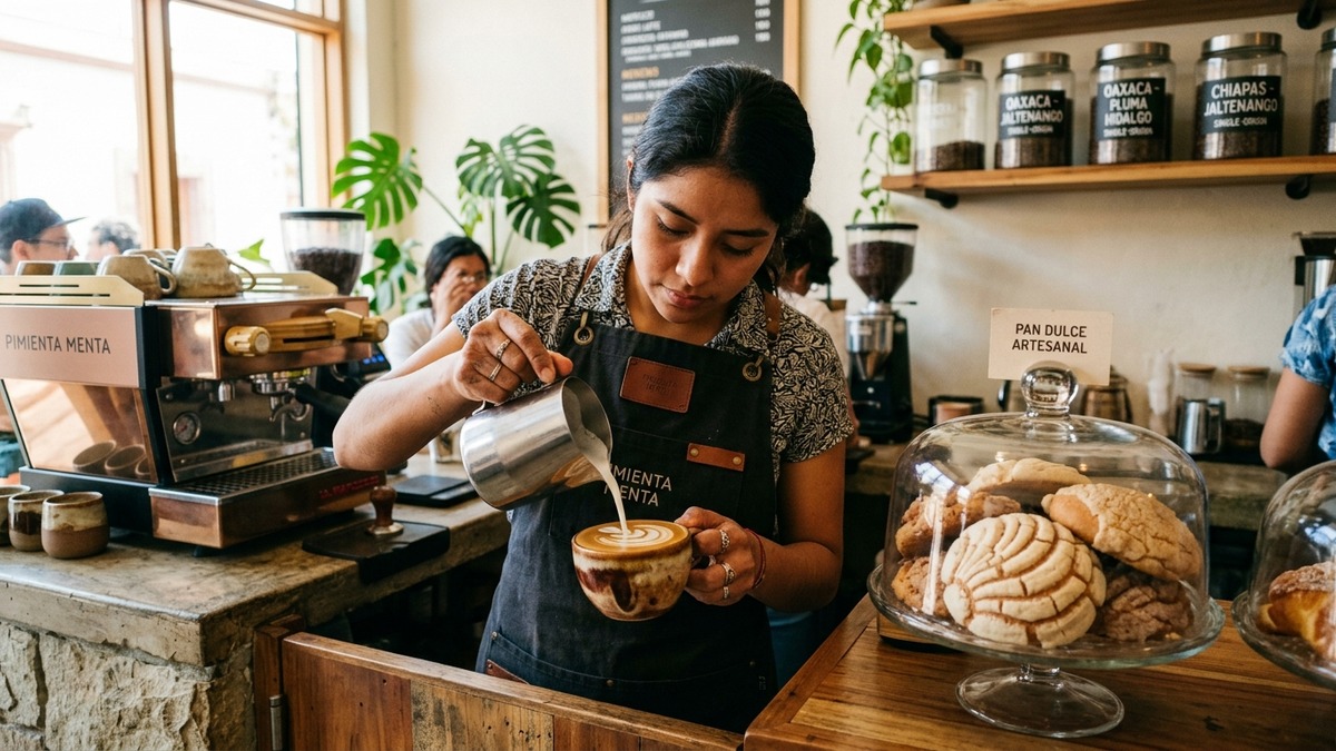 Cafetería de especialidad y panadería con tablet POS moderna