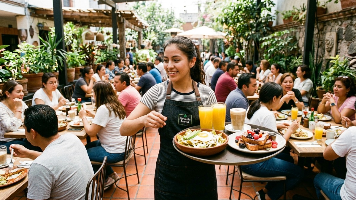Mesas de brunch en terraza de fin de semana con reservaciones