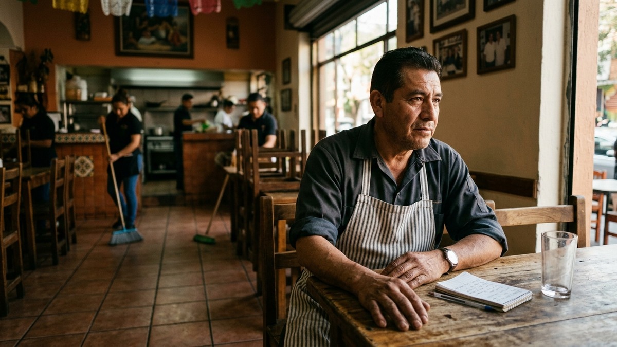 Dueño de restaurante al cierre reflexionando sobre la operación
